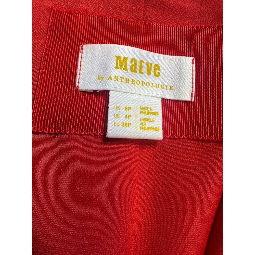 Maeve Anthropologie Red Sequin Blazer Dress Petite 4P Holiday Party Mini Sparkly - Picture 8 of 12
